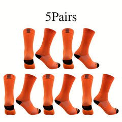 5 Pairs Breathable Mid-Calf Socks for Men and Women