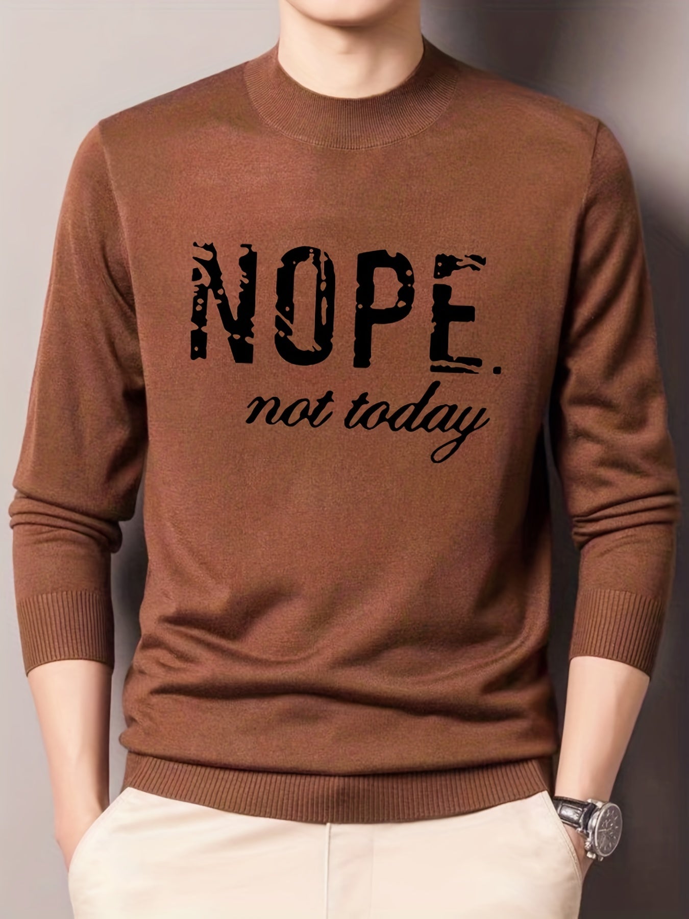 Men's Casual Warm Knitted Crew Neck Sweater