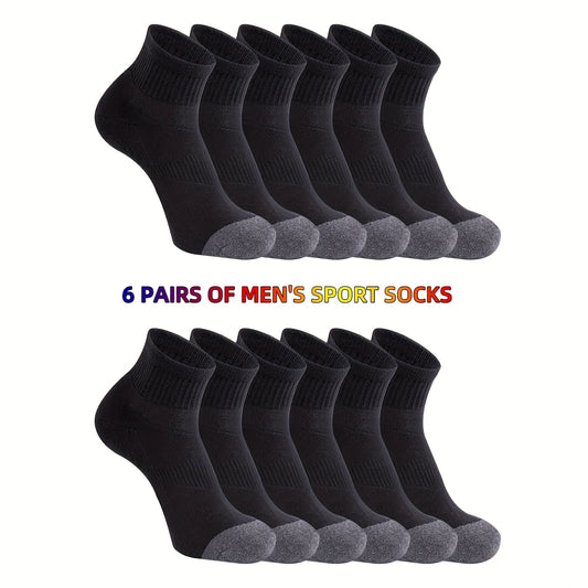 6 Pairs Men's 100 Cotton Thick Sports Socks
