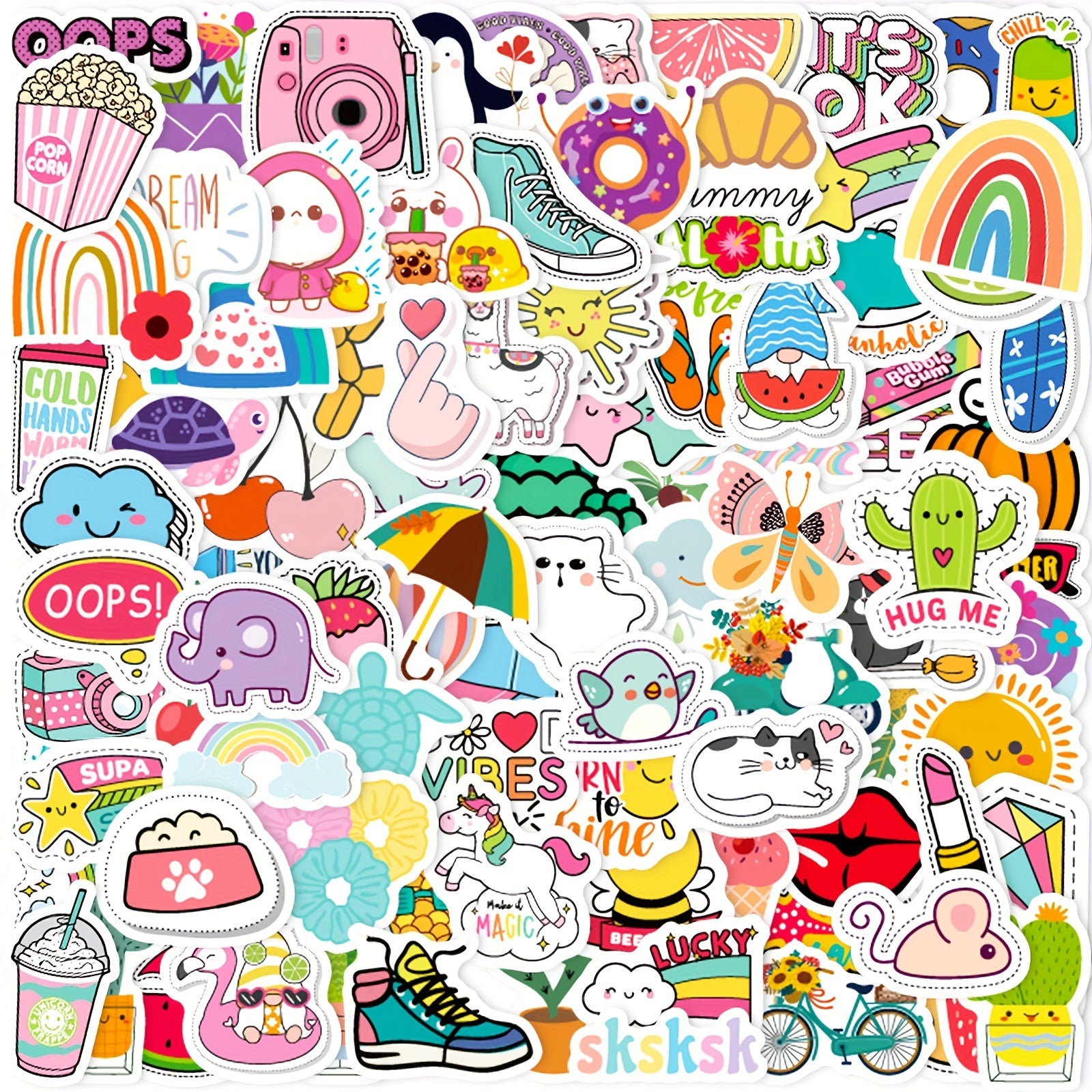 100pcs Waterproof Vinyl Stickers For Water Bottles Laptop Phone Skateboard