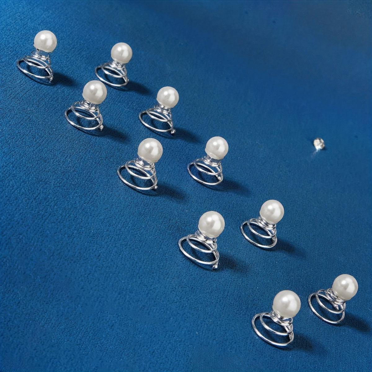 10pcs Faux Pearl Spiral Hair Ring Charm Bridal Hair Accessories