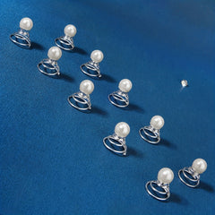 10pcs Faux Pearl Spiral Hair Ring Charm Bridal Hair Accessories