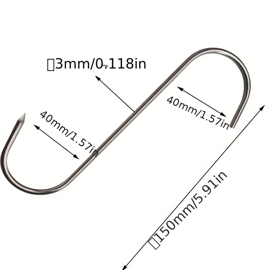 4pcs Stainless Steel S Hooks Hanging Meat Salami Ham Duck Hooks