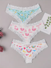 3 Pack Plus Size Panties Set Low Waisted Bikini Panties 3pcs Set