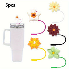 5pcs Silicone Straw Tip Covers Dust Proof Reusable Caps for 7 8mm Straws