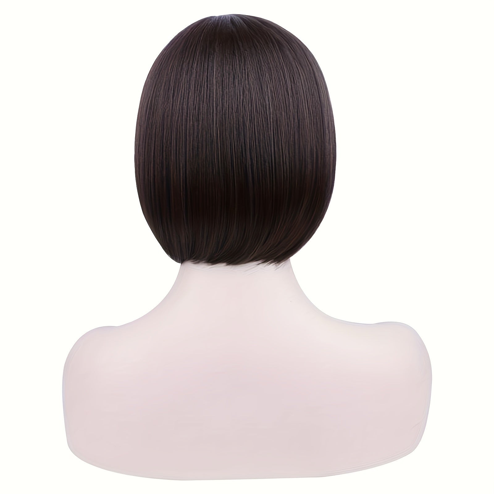 Short Straight Wig 4 Colors Natural Fluffy Wig Straight Bangs Women Daily Party