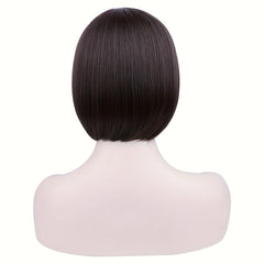 Short Straight Wig 4 Colors Natural Fluffy Wig Straight Bangs Women Daily Party