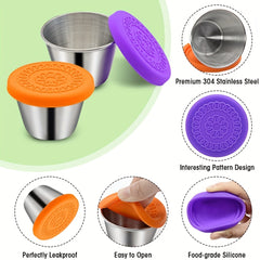 6pcs Reusable Salad Dressing Containers with Spill Proof Lids