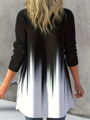 Ombre Print Long Sleeve Open Front Cardigan