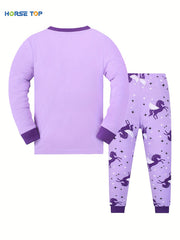 Unicorn Print Pajama Set Long Sleeve Top & Pants
