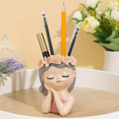 Resin Girl-Shaped Desk Organizer