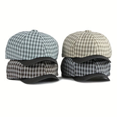 Khaki Retro Sunshade Plaid Painter Hat Men Women