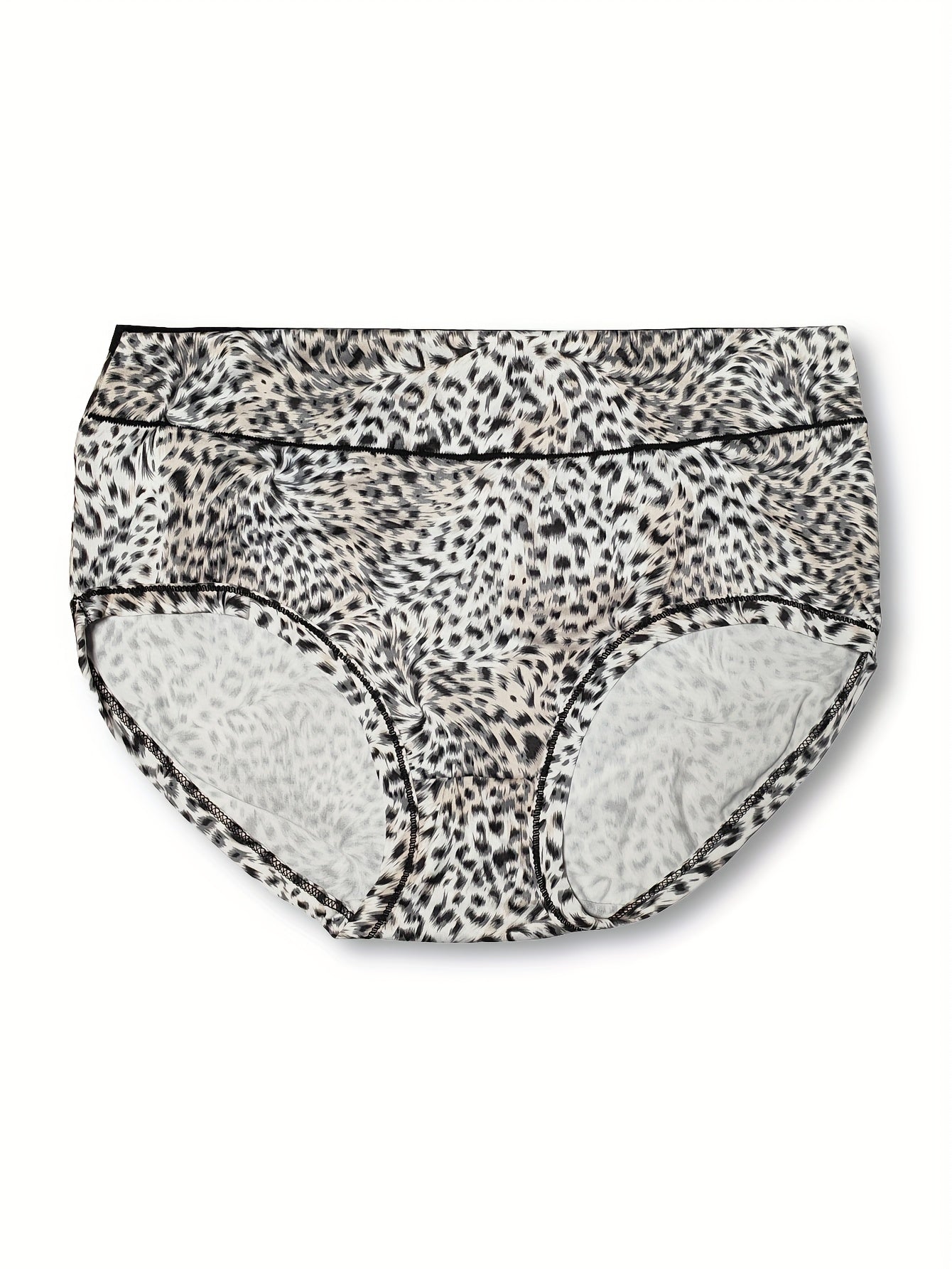 4 Pack Plus Size Leopard Print Soft Briefs Set
