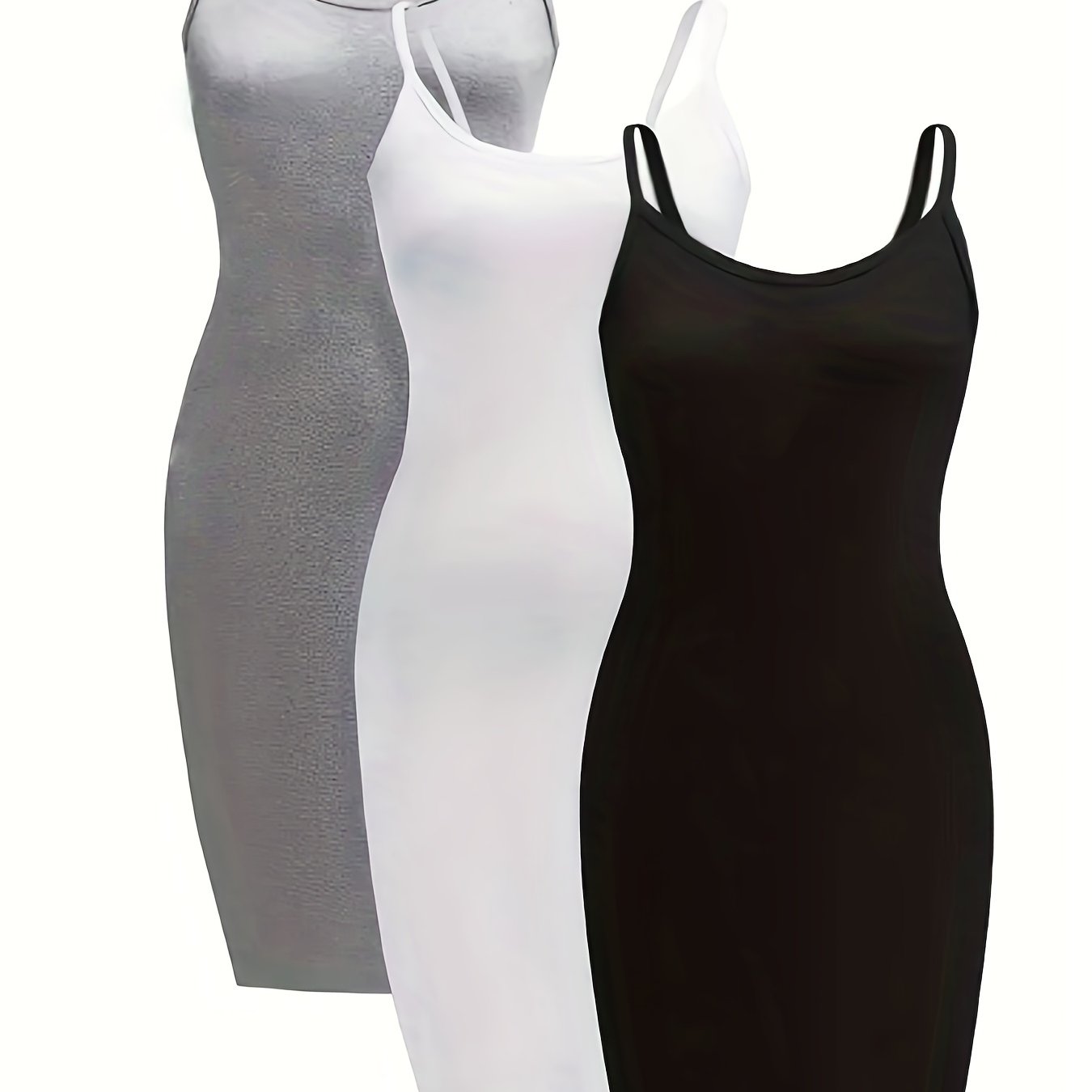 3 Pack Plus Size Casual Nightdress Set Women's Plus Solid Round Neck