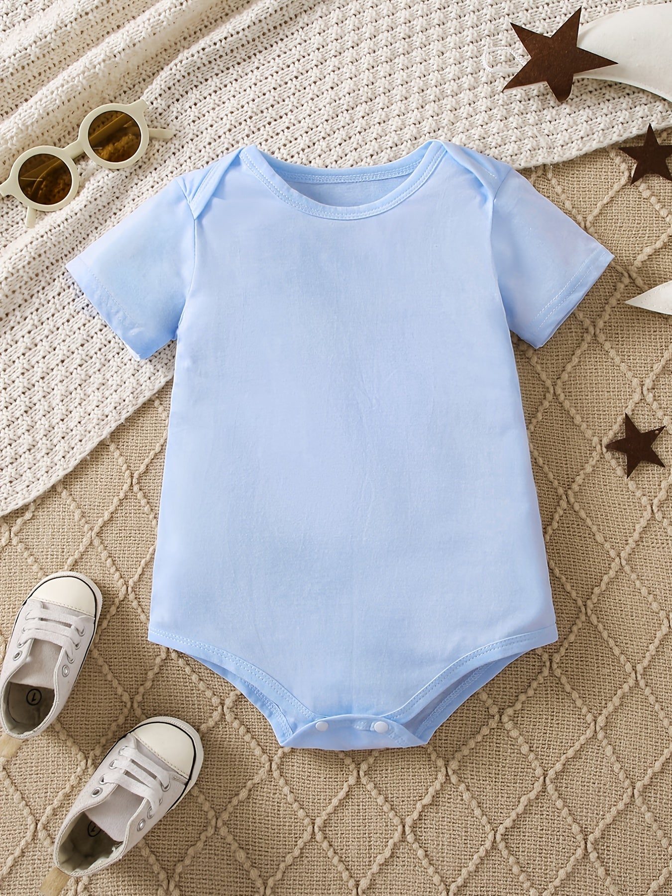 Cotton Baby Short Sleeve Bodysuit Solid Romper