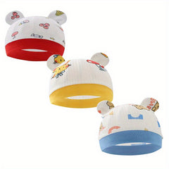 3pcs Baby Hat With Bear Ears Infant Beanie Caps Four Seasons