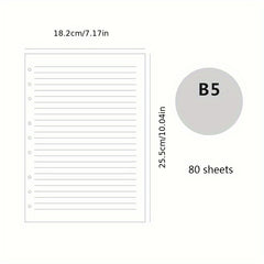 80 Sheets B5 Loose Leaf Paper Core Notepad