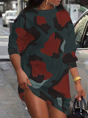 Women's Camo Long Sleeve Sweatshirt Dress