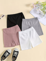 4pcs Girls Waffle Cotton Shorts Set Elastic Waist Comfy Dance Ballet Skirt Under