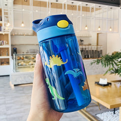 480ML Kids Water Bottle BPA Straw Drinking Kettle Healthy Portable Cup