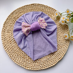 Soft Elastic Strip Flower Baby Hat Pink Bow Girl