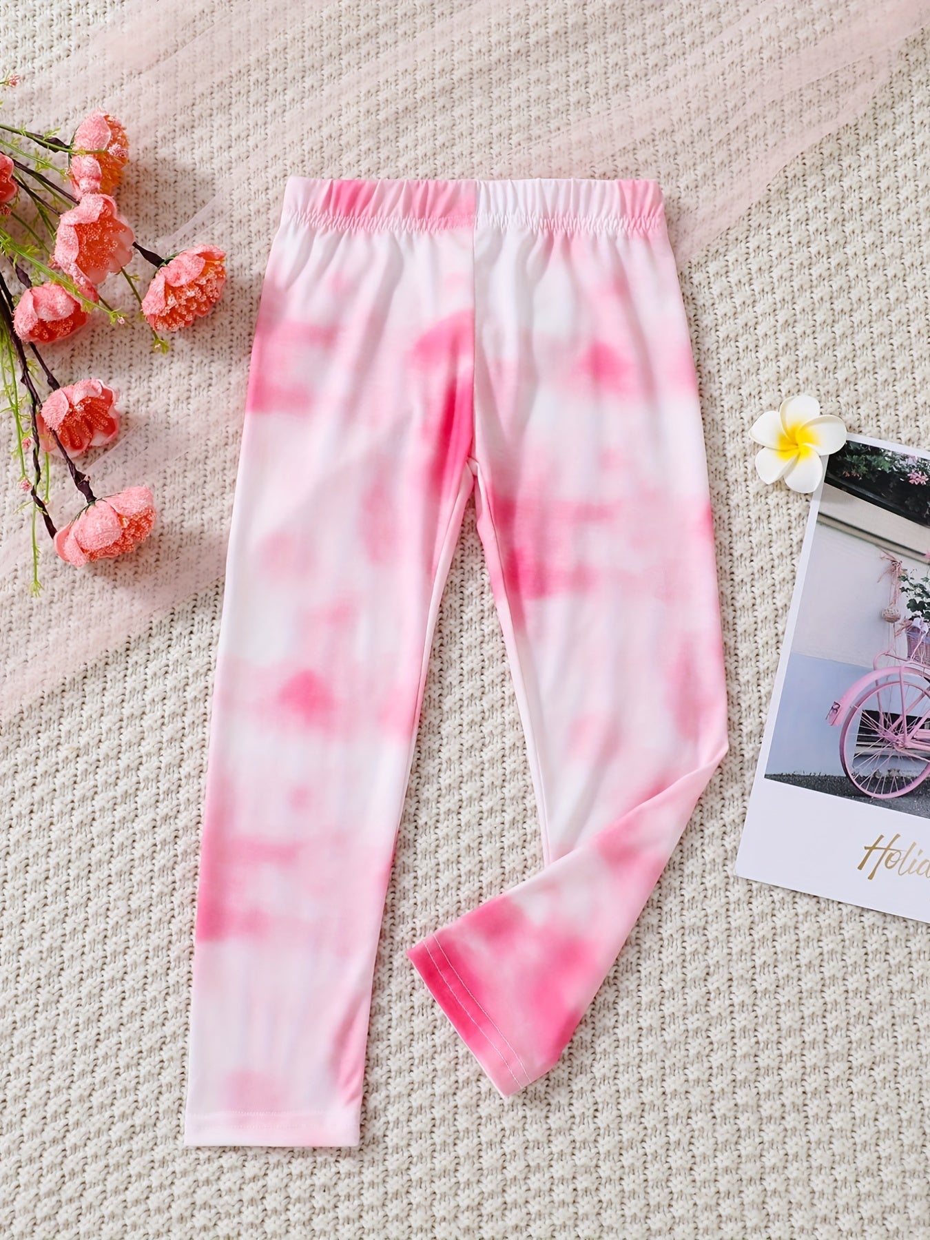 3-Pack Girls Stretchy Legging Pants Polka Dots Tie Dyed Floral Print