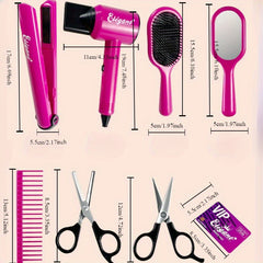 Hair Styling Playset for Girls with Hairdryer & Comb