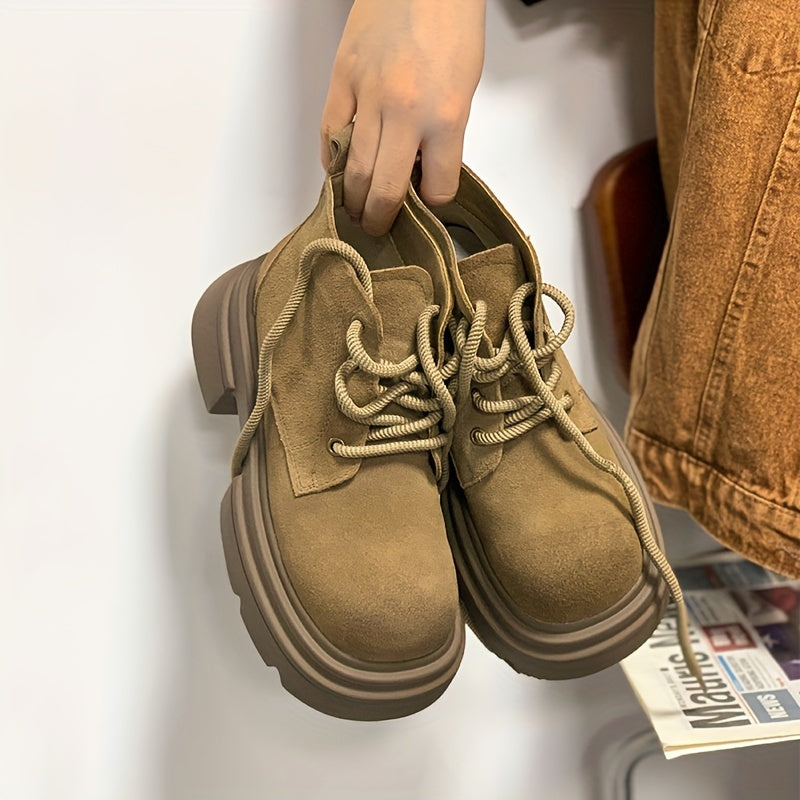 Women's Chunky Motorcycle Boots Lace Up Outdoor Shoes