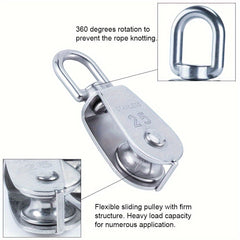 2pcs Stainless Steel Single Pulley Block 360 Swivel Crane Pulley Block