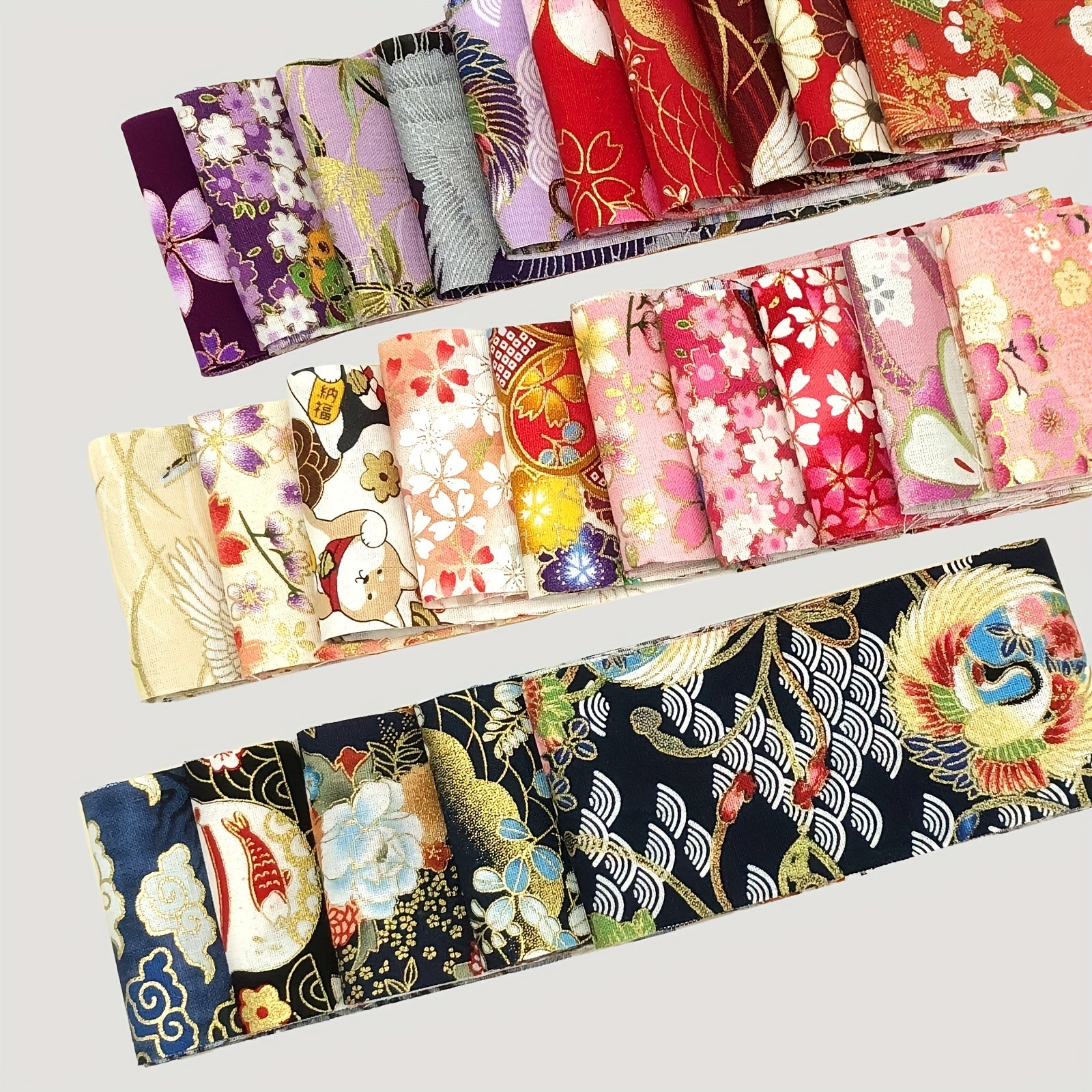 25pcs 5.84x4.49 Cotton Fabric Roll Quilting Printed Craft Bundle Flower