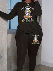 Women's Plus Rainbow Unicorn & Letter Print Tee & Legging Two Piece Set