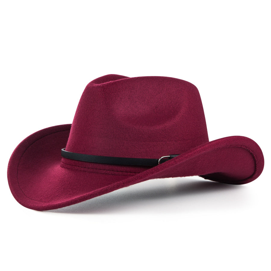 Western Cowboy Felt Hat Men's Rolled Brim Jazz Hat