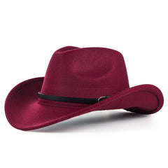 Western Cowboy Felt Hat Men's Rolled Brim Jazz Hat