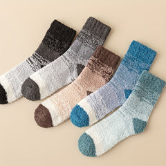 5 Pairs Ombre Crew Socks Warm Fuzzy Women's Stockings