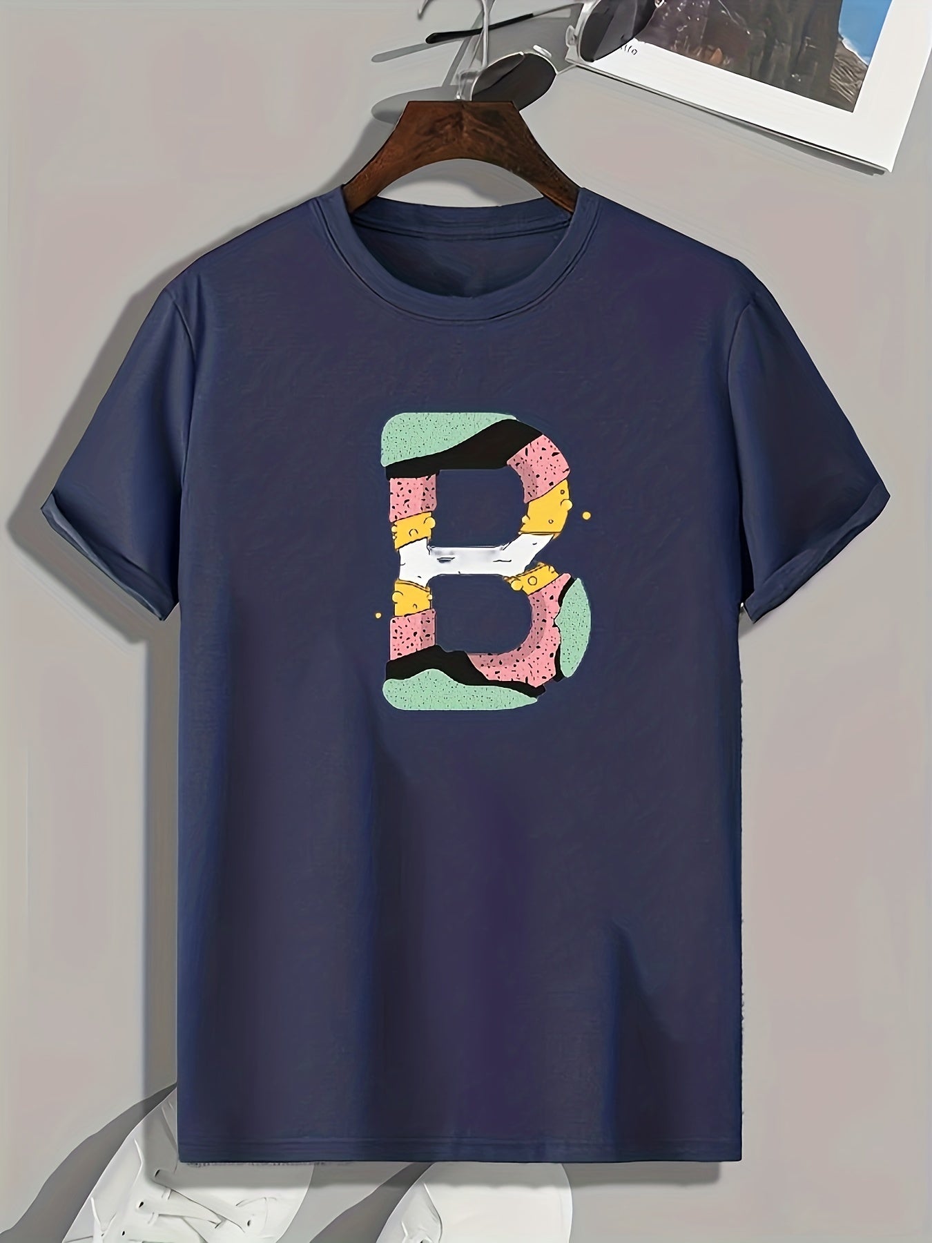 Men's B Print Graphic T shirt Casual Comfy Tee For Summer