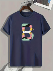 Men's B Print Graphic T shirt Casual Comfy Tee For Summer