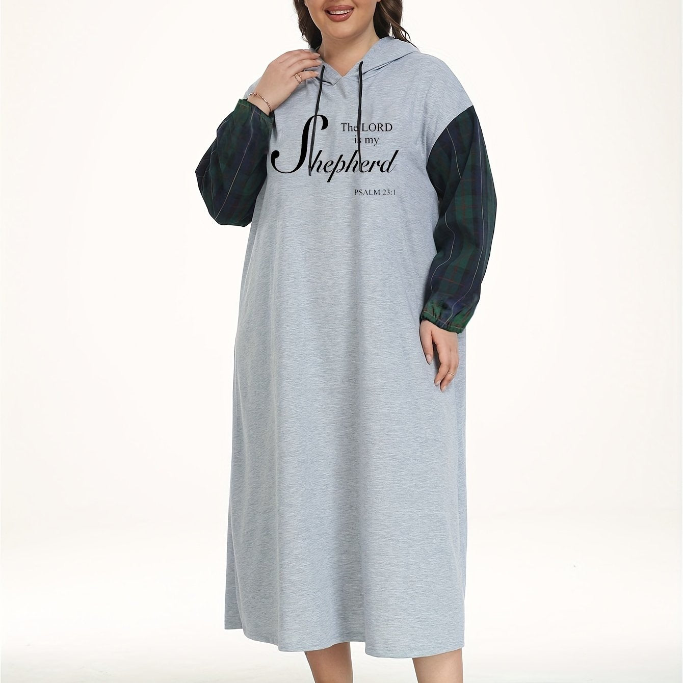 Women's Plus Slogan Print Hooded Nightdress