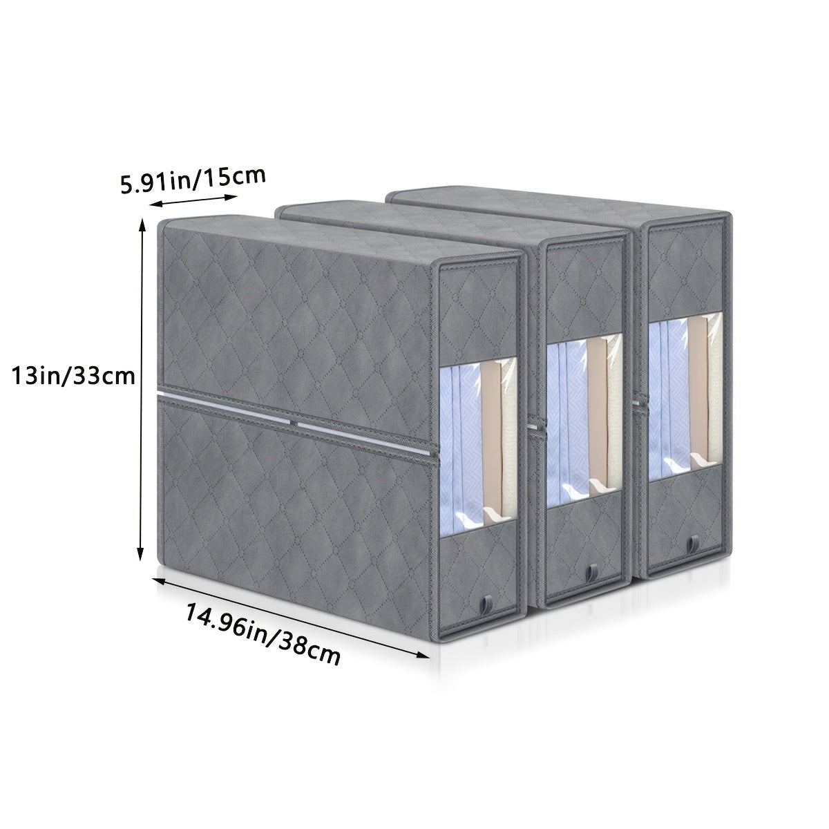Large Capacity Bed Sheet Storage Box With Handles & Visible Window