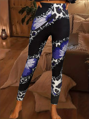 Butterfly & Leopard Print Skinny Leggings High Waist Stretchy Leggings