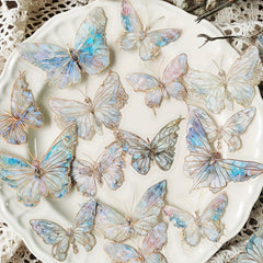 20pcs Ice Crystal Laser Butterfly Stickers for DIY Handbook Mat