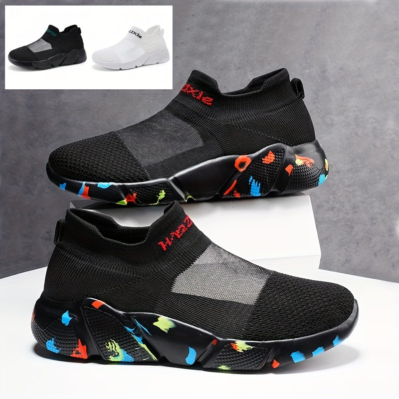 Men's Lightweight Slip-on Athletic Sneakers, Breathable Walking Shoes