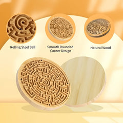 Wooden Maze Puzzle Board Double Sided - Brain Teaser Game