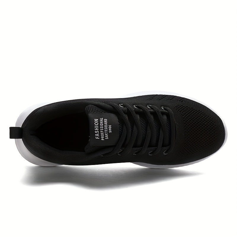 Women's Solid Running Shoes Flying Woven Mesh Breathable Walking Shoes