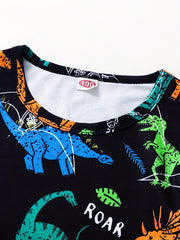 2pcs Boys Dinosaur Graphic Print Tee & Shorts Set Summer Kids Clothes