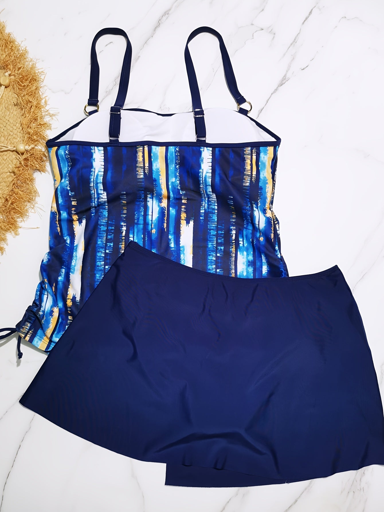 Tie Dye Striped Print Tankini Set