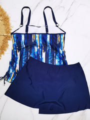 Tie Dye Striped Print Tankini Set
