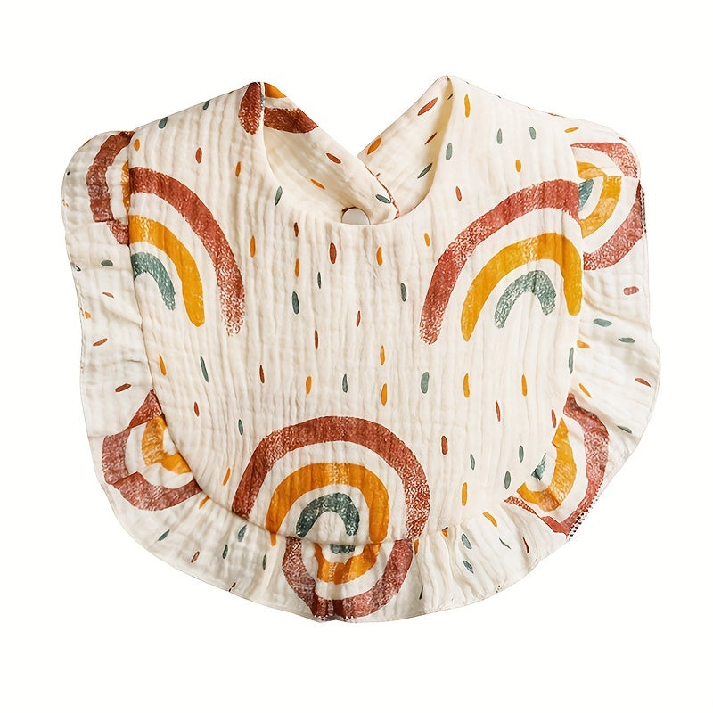 Baby Printed Towel Baby Gauze Flower Wavy Edge Muslin Bib