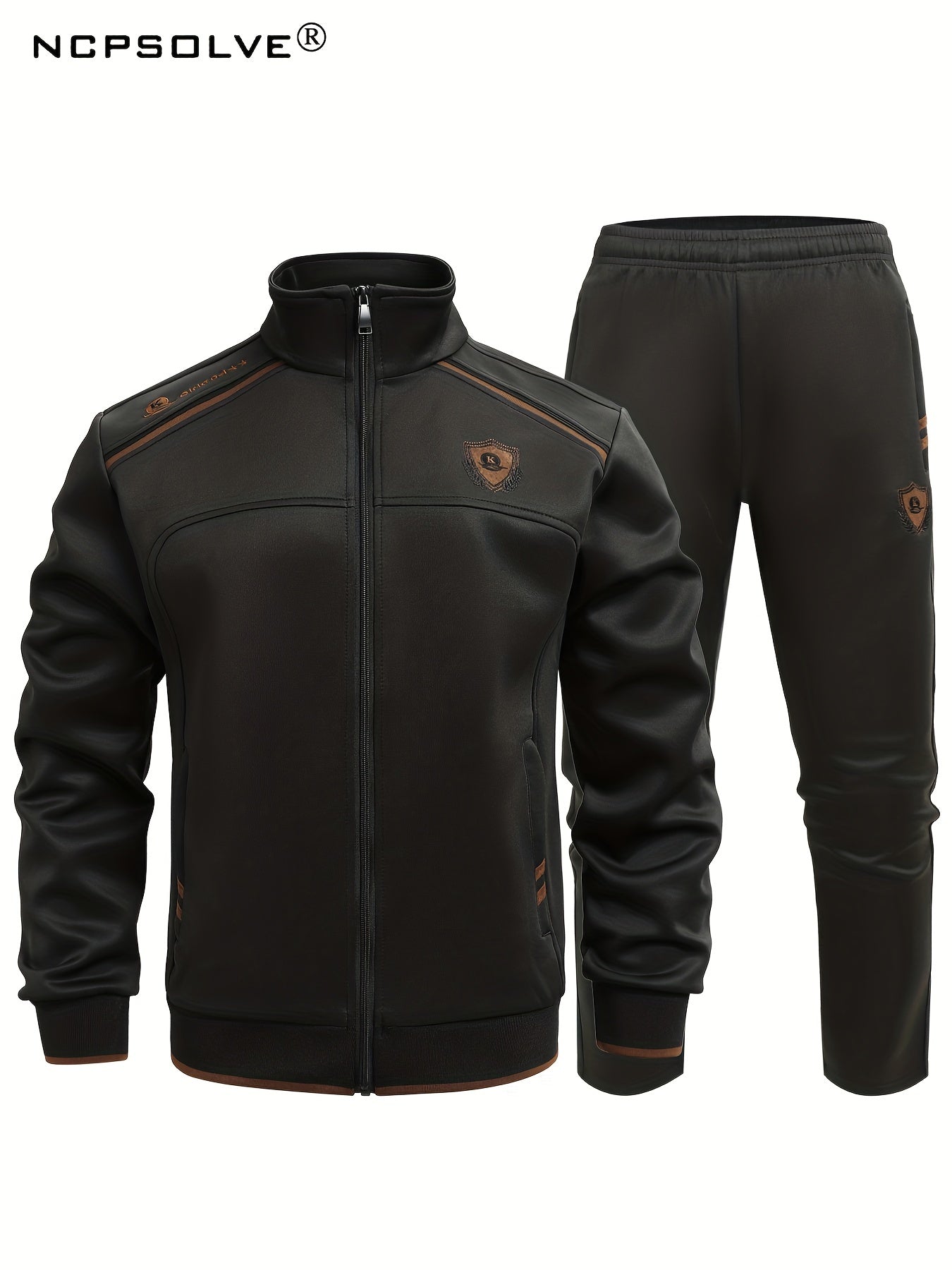 Men's Vintage Stand Collar Zip Up Sports Jacket & Comfy Pants