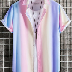 Men's Striped Short Sleeve Casual Shirt
