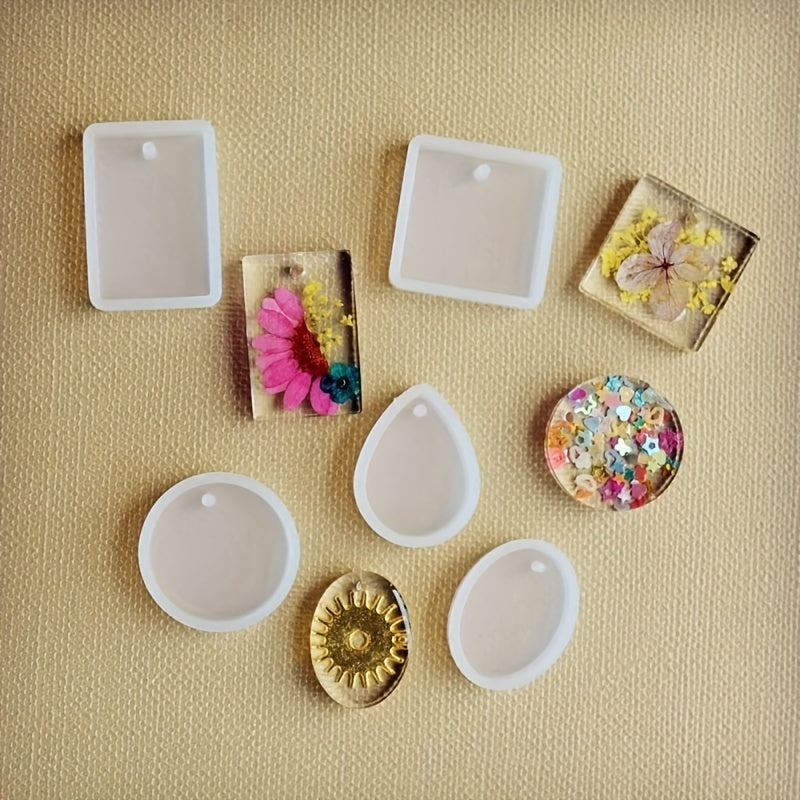 5pcs Resin Pendant Silicone Casting Mold Set for DIY Keychain Necklace Earrings